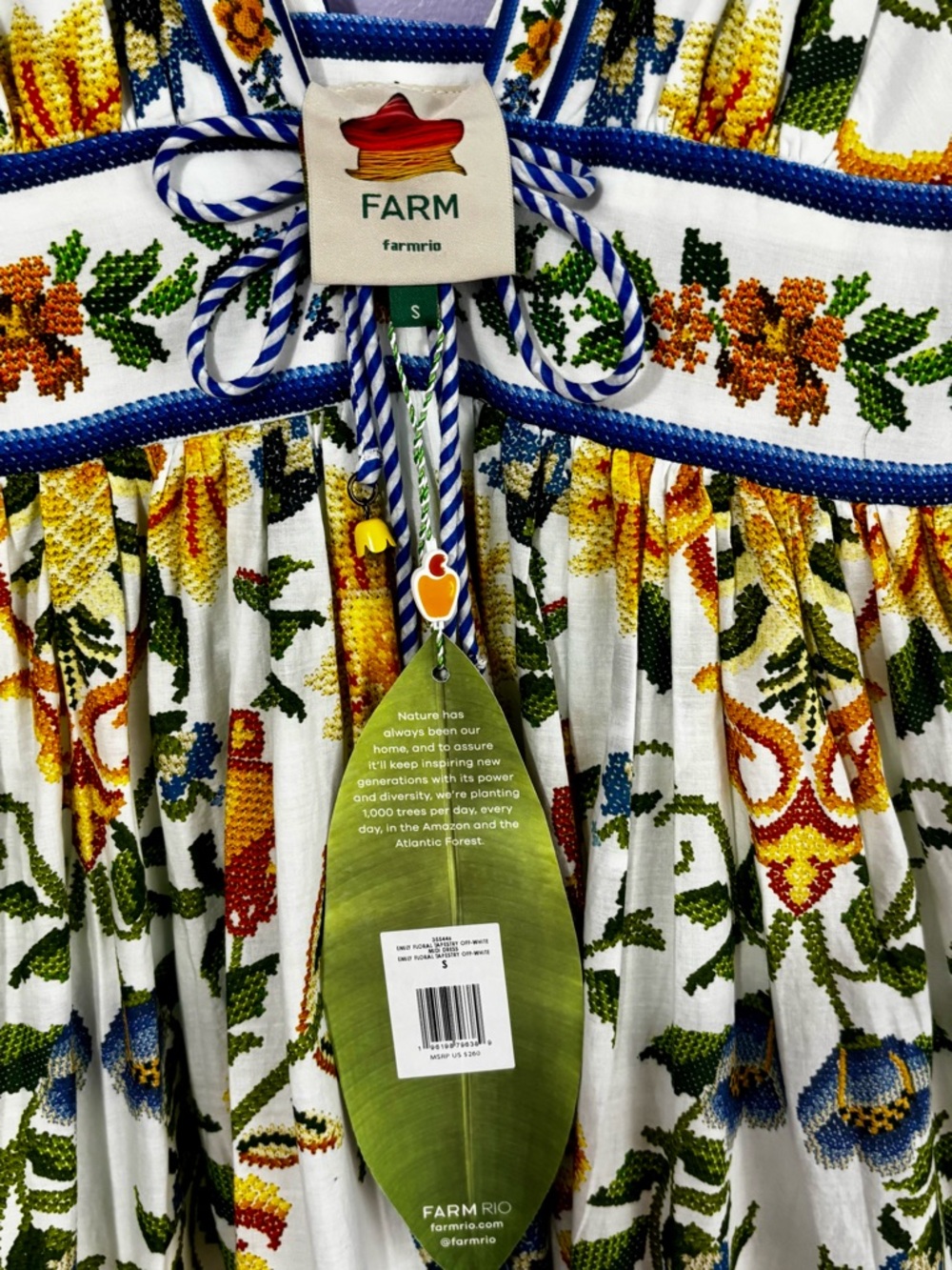 NWT FARM Rio Emily Tapestry Deep V-neck Floral Print Midi Dress SZ SMALL RV $260 - Picture 14 of 16